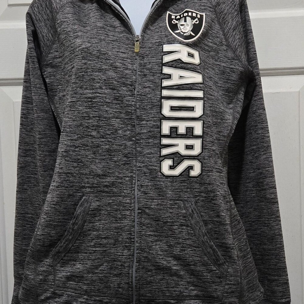 NFL Team Apparel Womens Las Vegas Raiders Zip Front Long Sleeve Hoodie Authentic